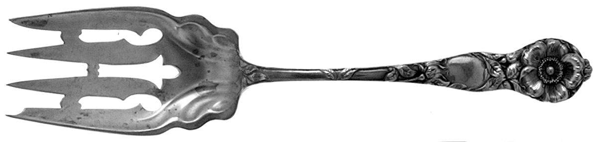 Wild Rose (Sterling, 1905) Small Solid Cold Meat Serving Fork by Watson-1