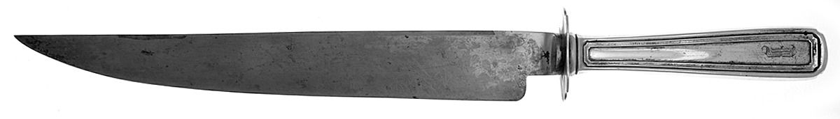 Livingston (Sterling, 1914-1915) Large Carving/Roast Knife StnlBl w/Sterling Guard by Whiting Manf Co-1