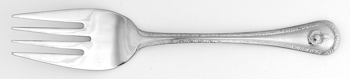 Holiday Wreath (Stainless) Medium Solid Cold Meat Serving Fork by Wallace Silver-1