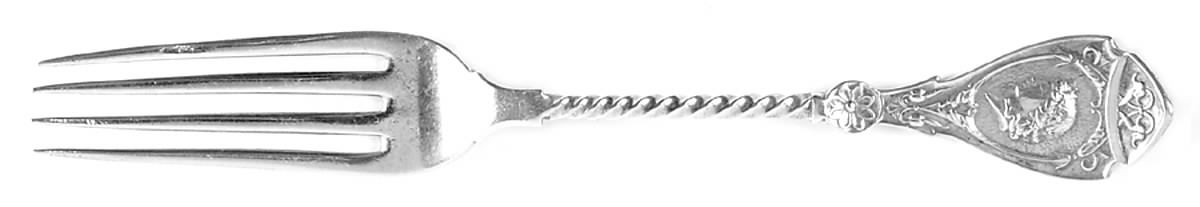 Medallion (Sterling, 1863) Solid Youth Tea Fork by Wood & Hughes-1
