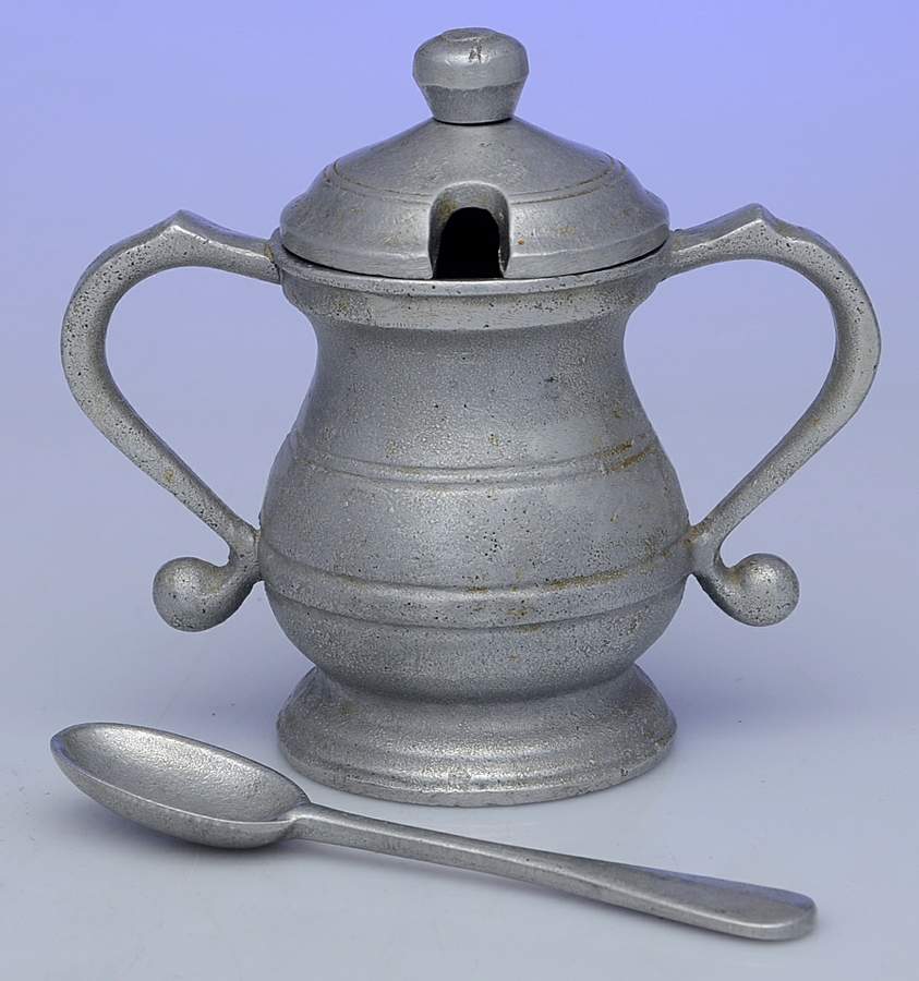 Plough Tavern (Armetale, Hollowware, Satin) Sugar Bowl & Lid with Spoon by Wilton Armetale-1