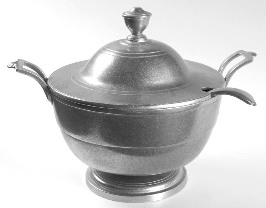 Plough Tavern (Armetale, Hollowware, Satin) Pedestal Tureen with Lid and Ladle by Wilton Armetale-1