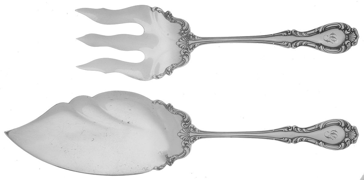 Joan (Silverplate, 1896) 2 Piece Large Solid Fish Serving Set by Wallace Silver-1