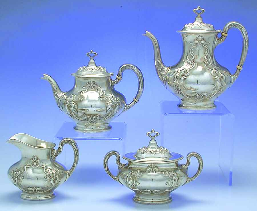 Eton (Sterling, Hollowware) 4 Piece Tea Set (SCP, STP, SCR, SSU) by Wallace Silver-1