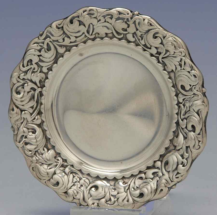 Heraldic (Sterling, Hollowware) Sterling Butter Pat by Whiting Manf Co-1
