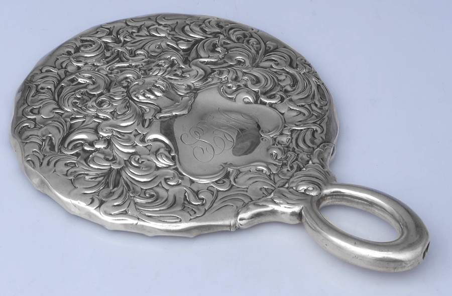 Heraldic (Sterling, Hollowware) Mirror with Handle by Whiting Manf Co-1