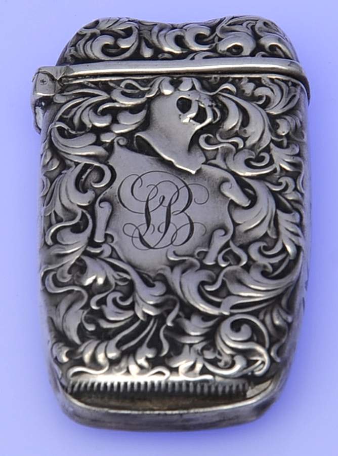 Heraldic (Sterling, Hollowware) Match Safe by Whiting Manf Co-1