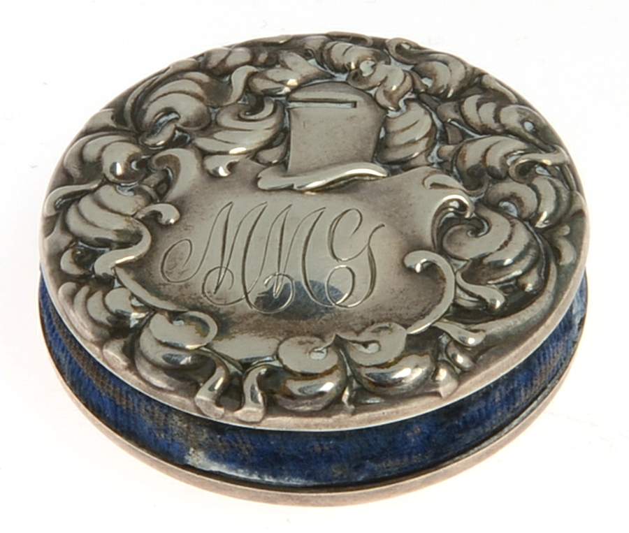 Heraldic (Sterling, Hollowware) Pin/Needle Cushion-Sterling by Whiting Manf Co-1