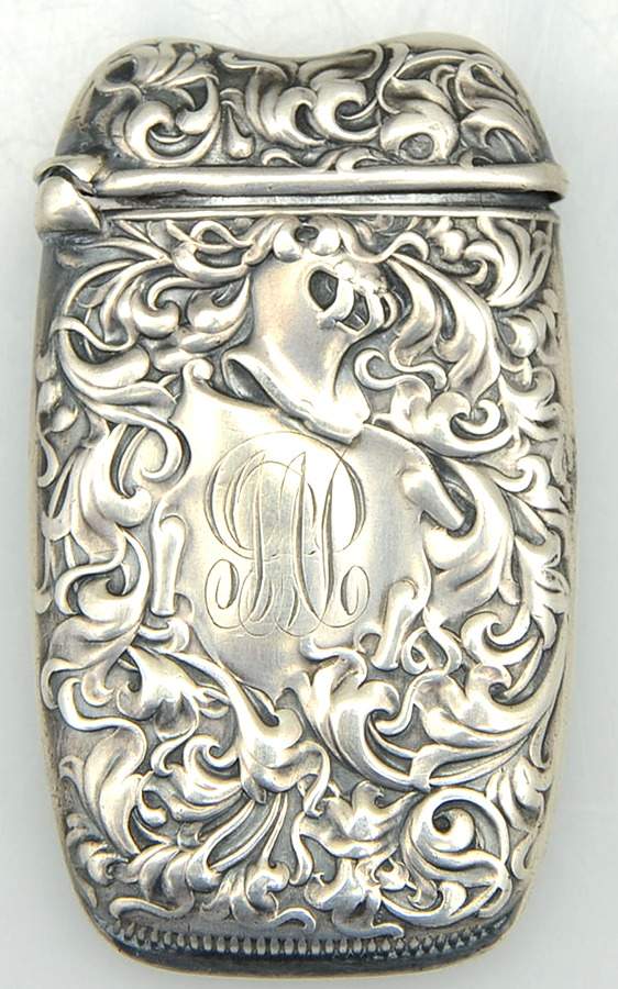 Heraldic (Sterling, Hollowware) Match Safe by Whiting Manf Co-1