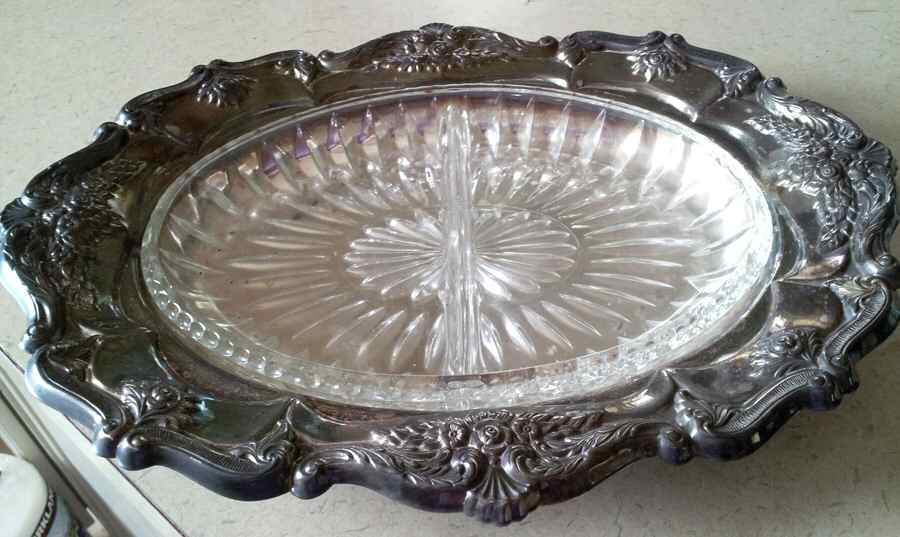 St. Regis (Silverplate, Hollowware) Relish with 2 Part Glass Liner by Wallace Silver-1