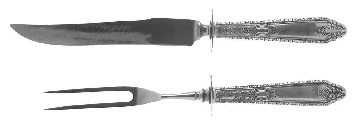 Cinderella (Sterling, No Monograms) 2 Piece Small Carving Set W/ Sterling Guard by Whiting Manf Co-1