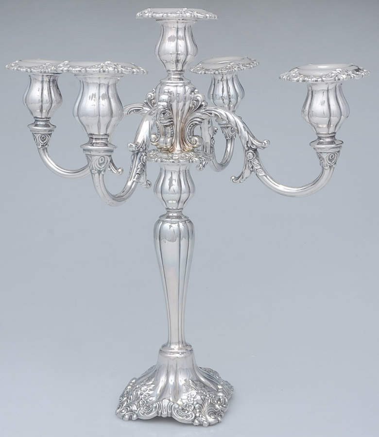Baroque (Silverplate, Hollowware, Newer) Large 5-Light Candelabra by Wallace Silver-1