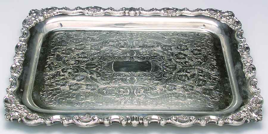 Baroque (Silverplate, Hollowware, Newer) 16" Rectangular Tray by Wallace Silver-1