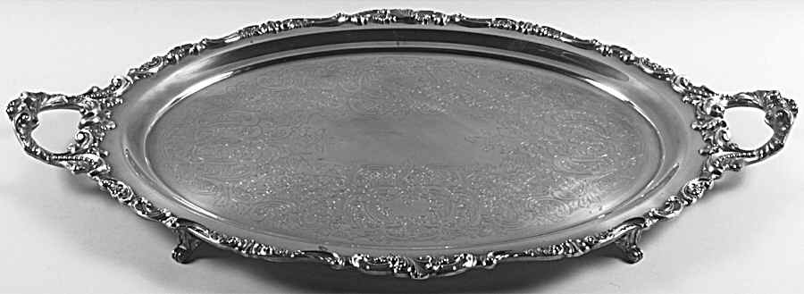 Baroque (Silverplate, Hollowware, Newer) Large Footed Waiter Tray by Wallace Silver-1