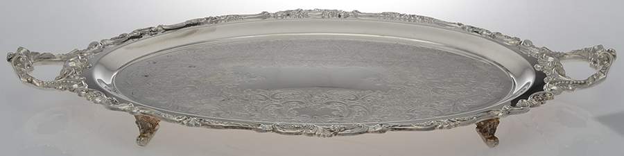 Baroque (Silverplate, Hollowware, Newer) Large Footed Waiter Tray by Wallace Silver-1