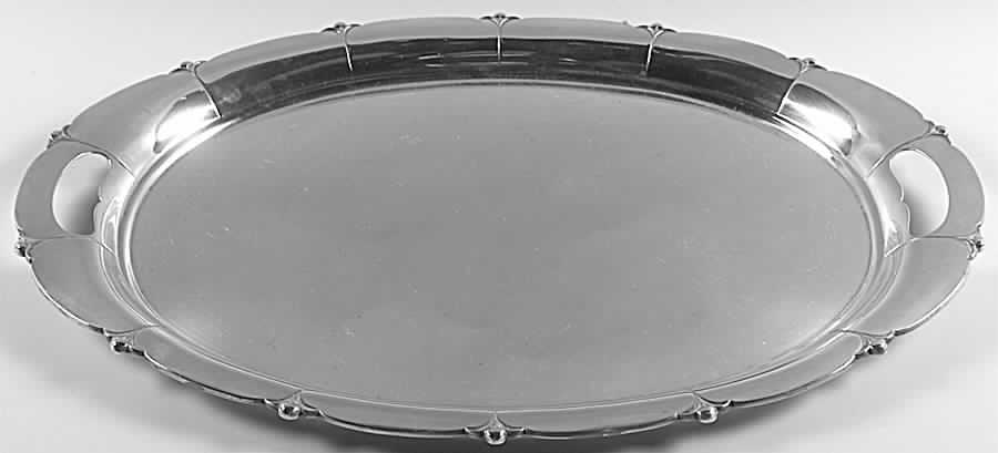 Lotus (Sterling, Hollowware, Round Base) Large Waiter Tray by Watson-1