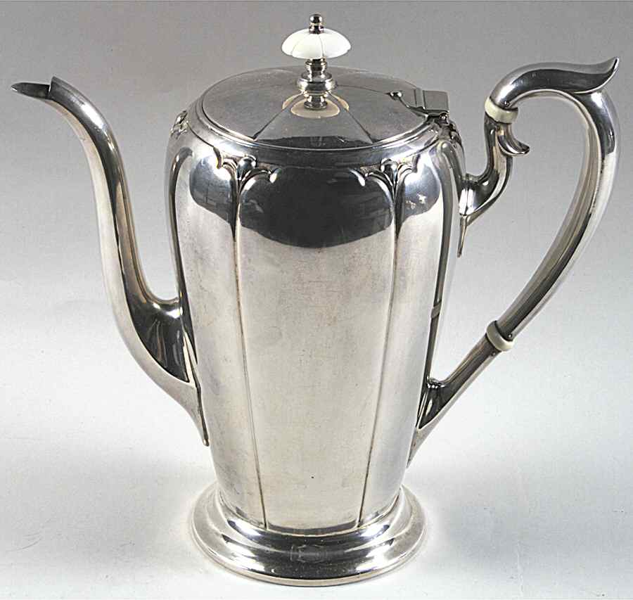 Lotus (Sterling, Hollowware, Round Base) Coffee Pot by Watson-1