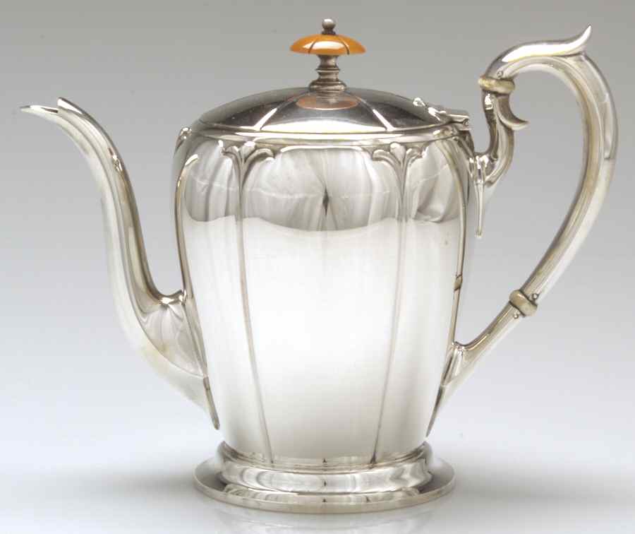 Lotus (Sterling, Hollowware, Round Base) Teapot by Watson-1