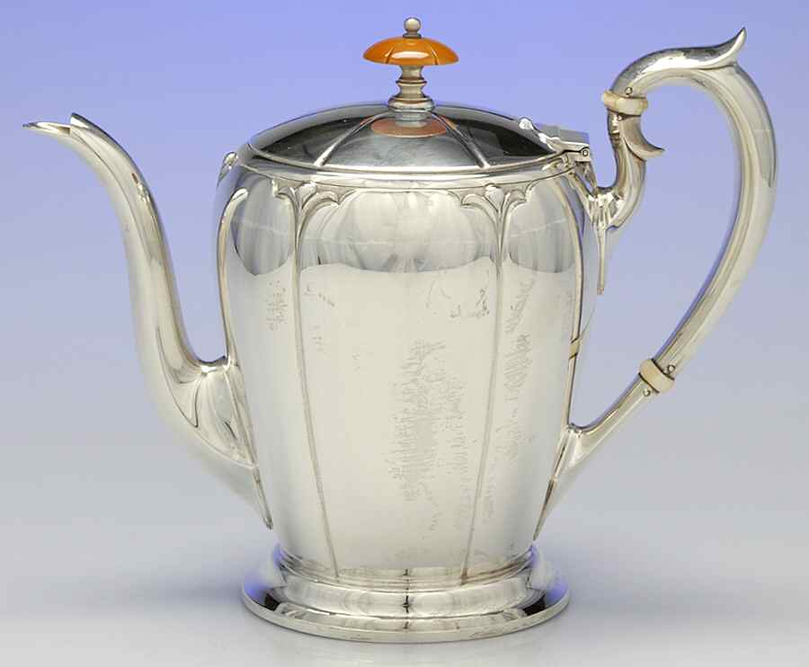 Lotus (Sterling, Hollowware, Round Base) Teapot by Watson-1