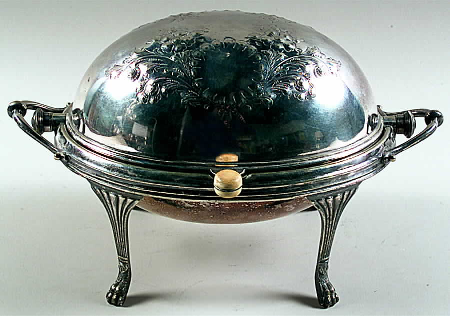 17587 (Silverplate, Hollowware) Oval Roll Top Vegetable Bowl by Wm Hutton & Sons-1