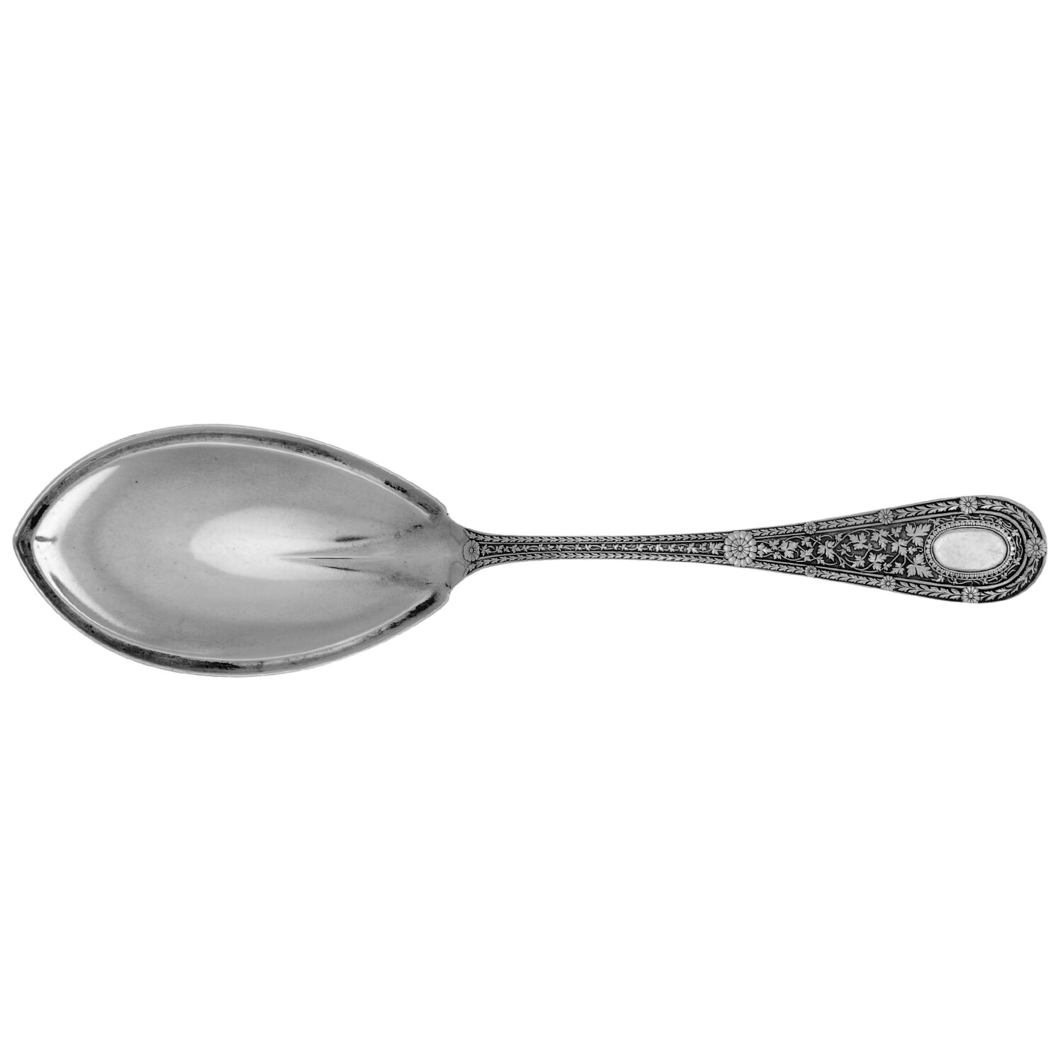 Laureate (Sterling, 1890, Monograms) Preserve Spoon by Whiting Manf Co-1