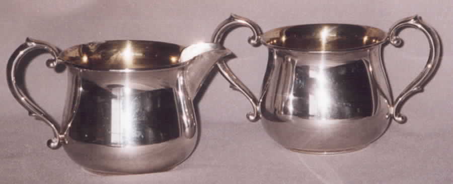 387 (Sterling, Hollowware) Mini Sterling Creamer and Open Sugar by Web Silver-1