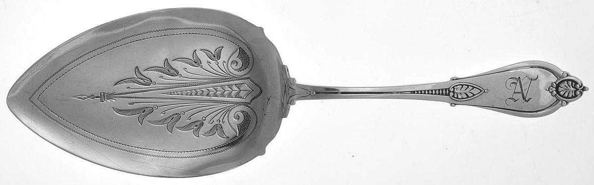 Armor (Sterling, 1871) Large Solid Bright Cut Pie Knife by Whiting Manf Co-1