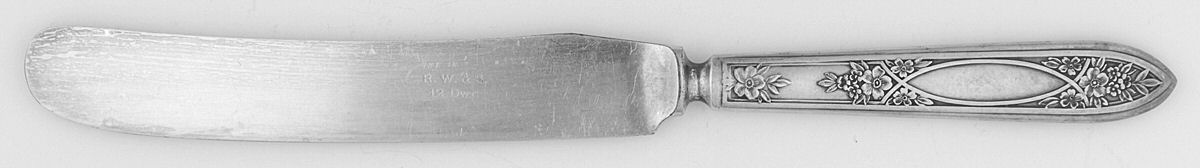 WAS102 (SILVERPLATE) Old French Solid Knife with Bolster by Wallace Silver-1