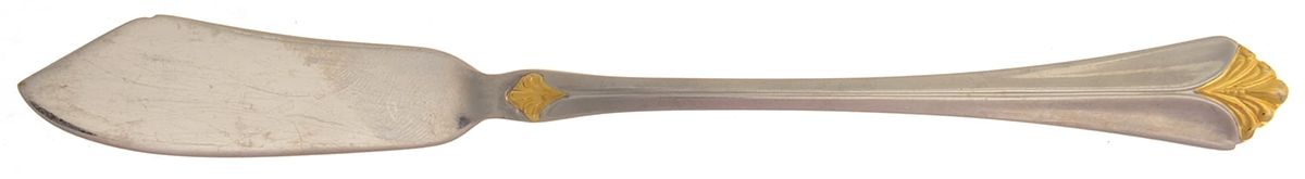 WAS103 (STAINLESS, GOLD ACCENTS) Flat Handle Master Butter Knife by Wallace Silver-1