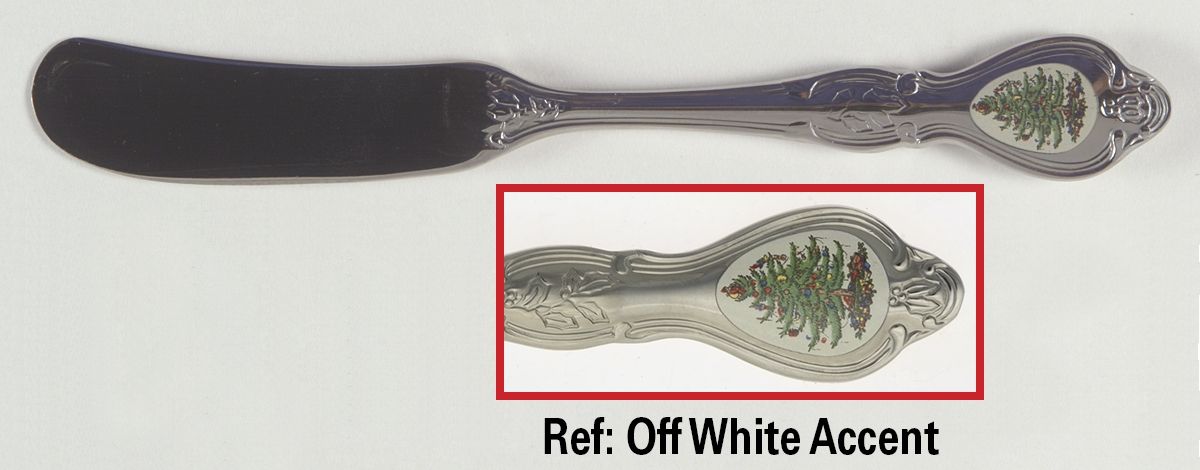 Christmas Tree (Stainless) Flat Handle Butter Spreader by Wallace Silver-1