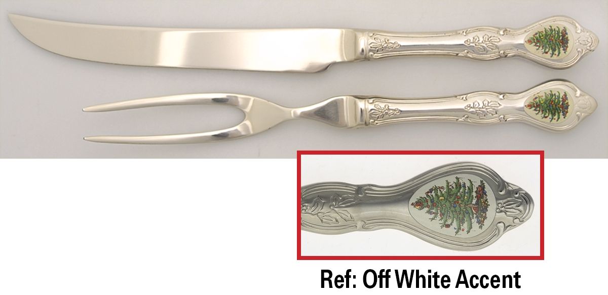 Christmas Tree (Stainless) Small Stainless Blade 2-Piece Steak Carving Set by Wallace Silver-1