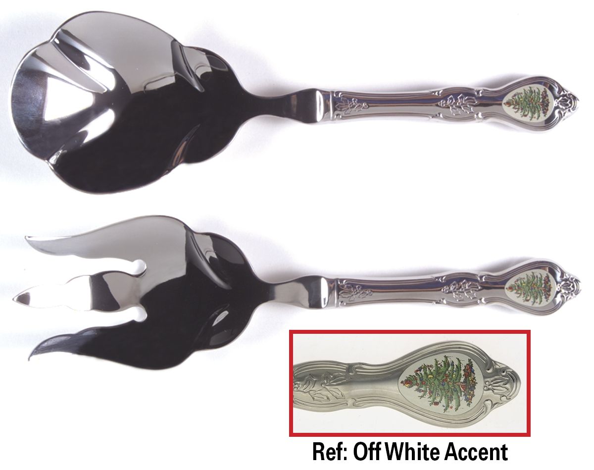 Christmas Tree (Stainless) 2 Pc Salad Set with Stainless Bowl by Wallace Silver-1