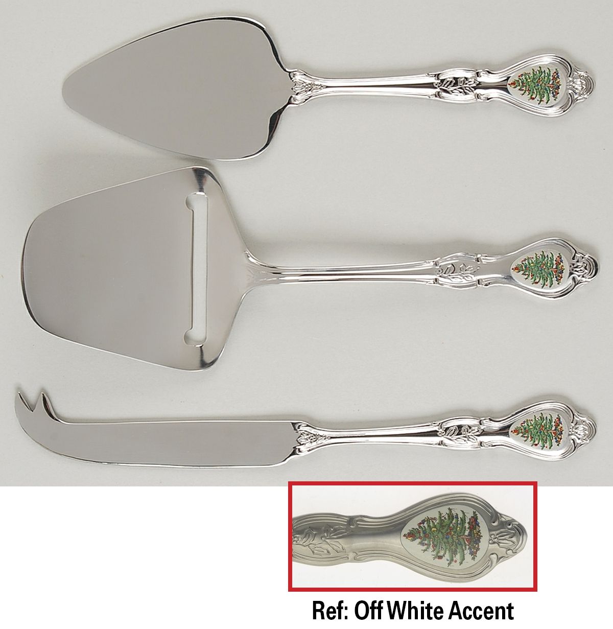 Christmas Tree (Stainless) 3 Piece Cheese Set (CHEPLS,CHESS,CHEKS) by Wallace Silver-1
