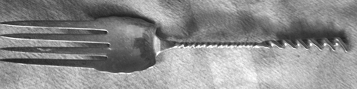 Square Twist (Sterling) Large Solid Cold Meat Serving Fork by Whiting Manf Co-1