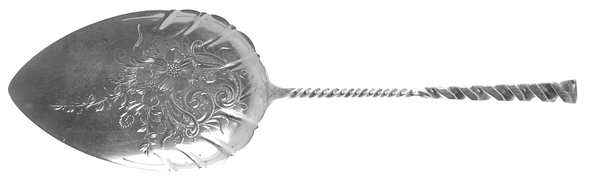 Square Twist (Sterling) Large Solid Bright Cut Pie Knife by Whiting Manf Co-1
