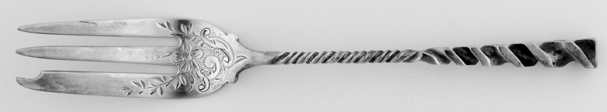 Square Twist (Sterling) Individual Pie Fork w/Bright Cut by Whiting Manf Co-1