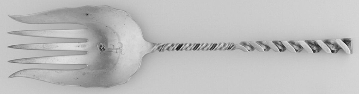 Square Twist (Sterling) Large Solid Fish Serving Fork by Whiting Manf Co-1