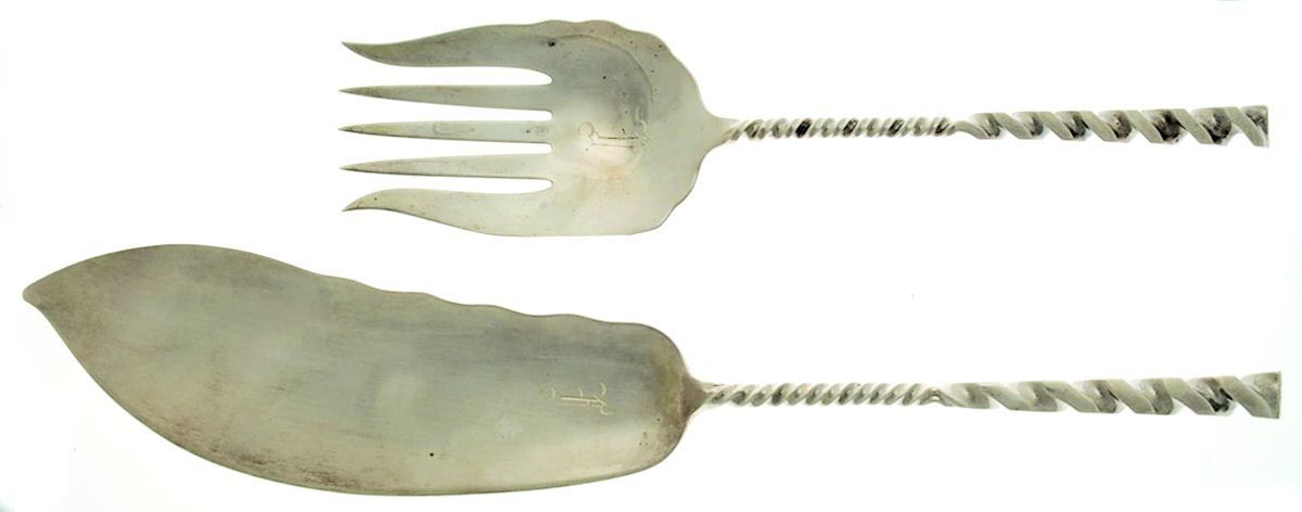 Square Twist (Sterling) 2 Piece Large Solid Fish Serving Set by Whiting Manf Co-1