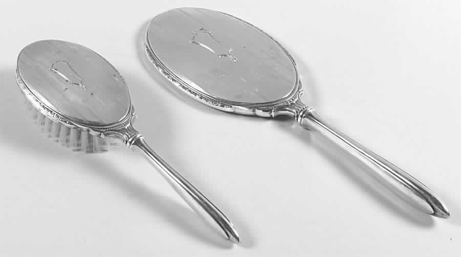 WSC26 (Sterling, Hollowware) 2 Pc Vanity Set (Hair Brush and Mirror) by Webster Co-1