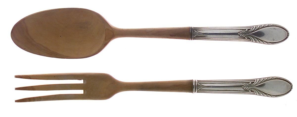 WEB12 (STERLING) Wooden Bowl 2-Piece Salad Set by Web Silver-1