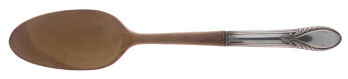 WEB12 (STERLING) Salad Serving Spoon with Wooden Bowl by Web Silver-1