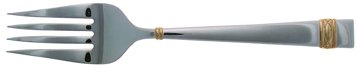 Golden Oberon (Stainless, Gold Accent) Large Solid Cold Meat Serving Fork by Wedgwood Silver-1
