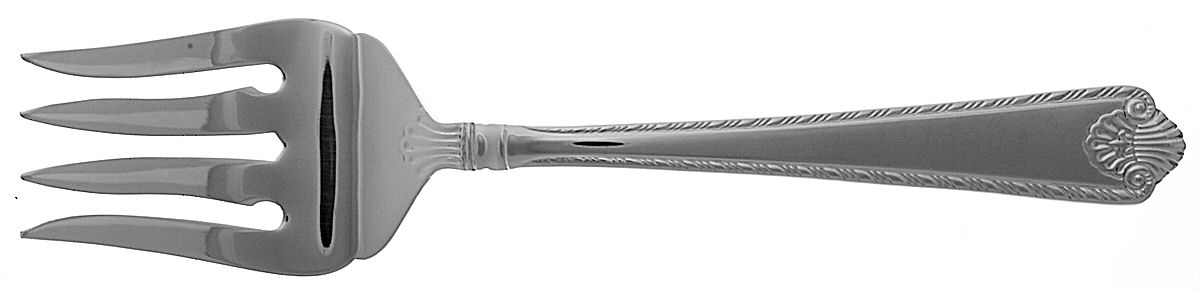 French Shell (Stainless) Medium Solid Cold Meat Serving Fork by Wallace Silver-1