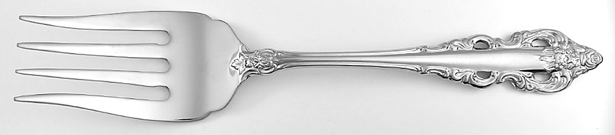 Antique Baroque (Stainless) Large Solid Cold Meat Serving Fork by Wallace Silver-1