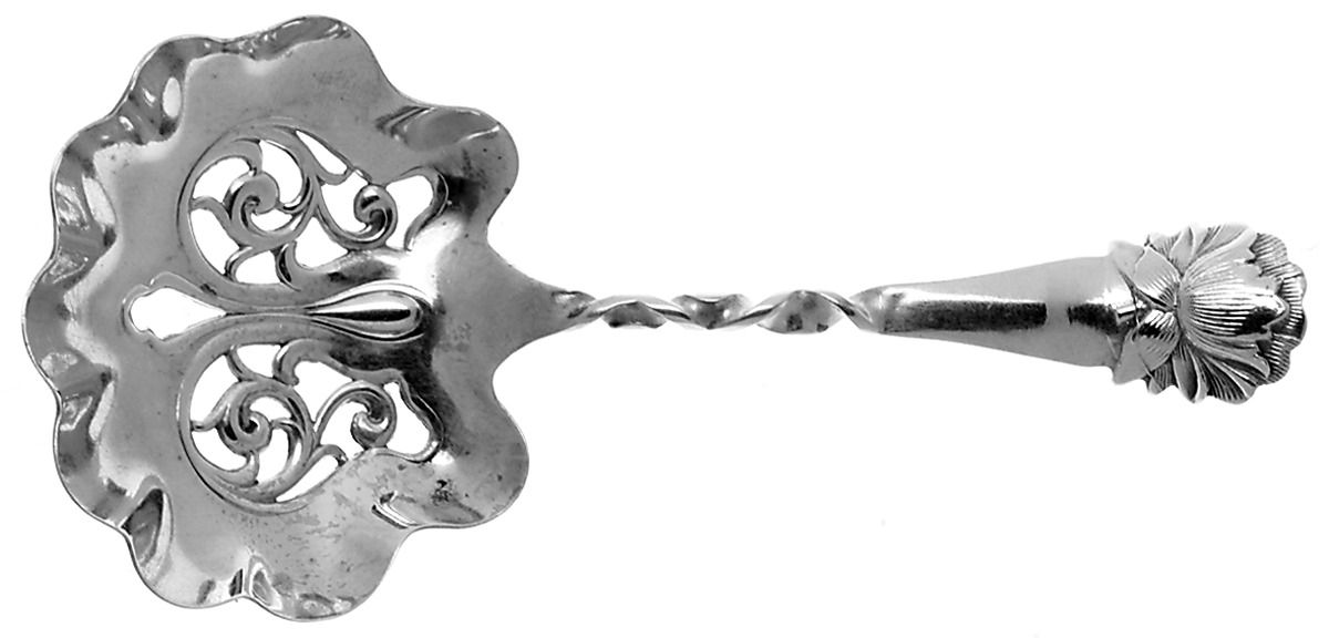 No 26 (Sterling) Solid Bon Bon Spoon with Pierced Bowl by Whiting Manf Co-1