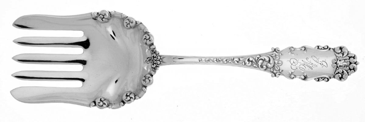 Victoria-Old (Sterling, 1890) Vegetable Serving Fork (Solid) by Watson-1