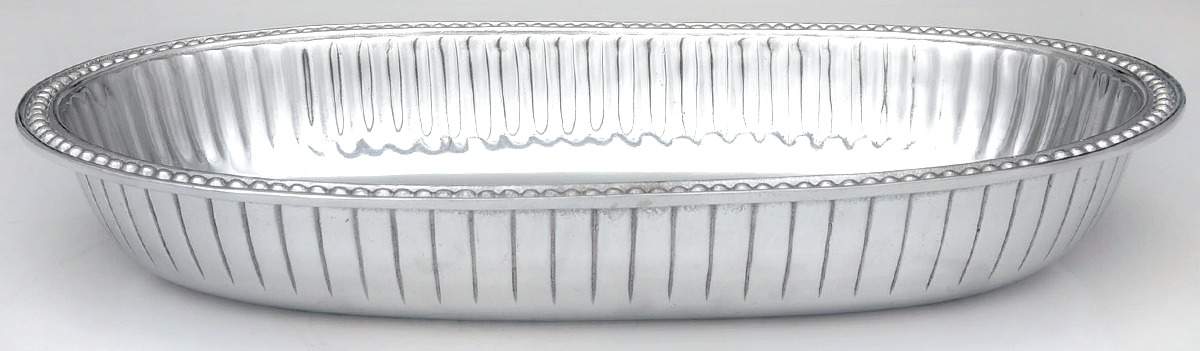 Flutes & Pearls (Pewter, Hollowware) 16" Oval Pasta Bowl by Wilton Armetale-1