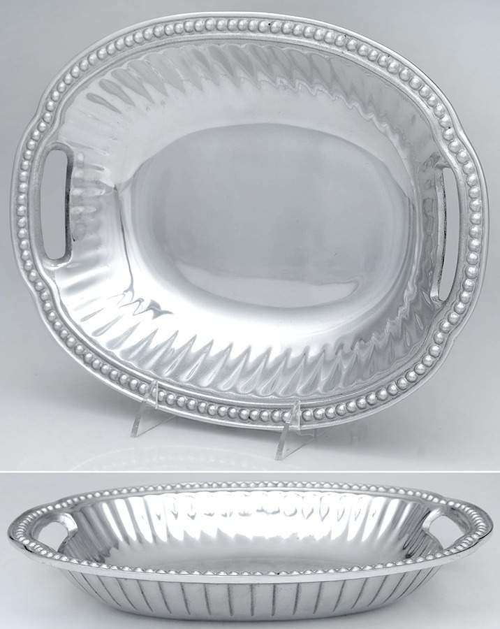 Flutes & Pearls (Pewter, Hollowware) 12" Oval Handled Bowl by Wilton Armetale-1