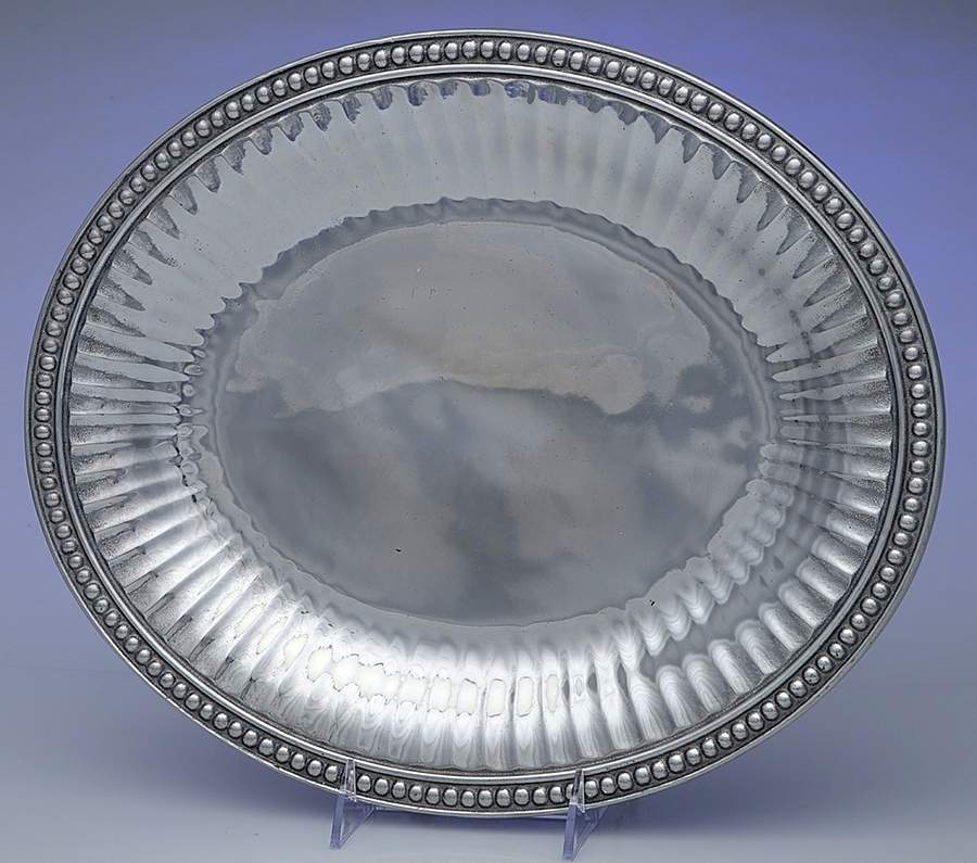 Flutes & Pearls (Pewter, Hollowware) 14" Oval Serving Platter by Wilton Armetale-1