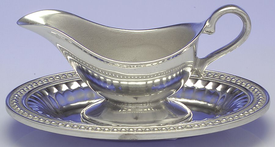 Flutes & Pearls (Pewter, Hollowware) Gravy Boat & Underplate by Wilton Armetale-1